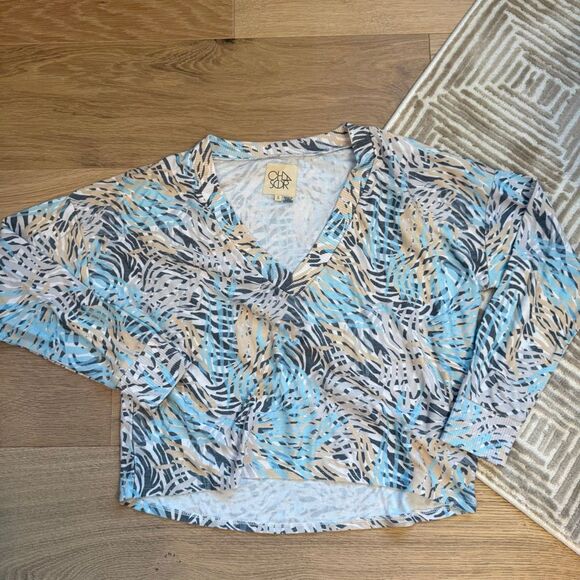 Chaser printed long sleeve sleeve v neck size small - Picture 1 of 5